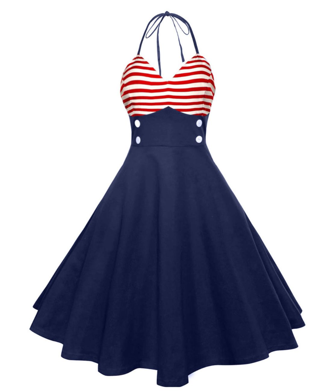 Robe Rockabilly Bleu Blanc Rouge Madame Vintage