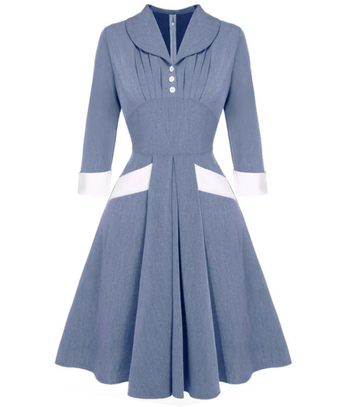 Robe Années 40 Grande Taille Bleu Madame Vintage