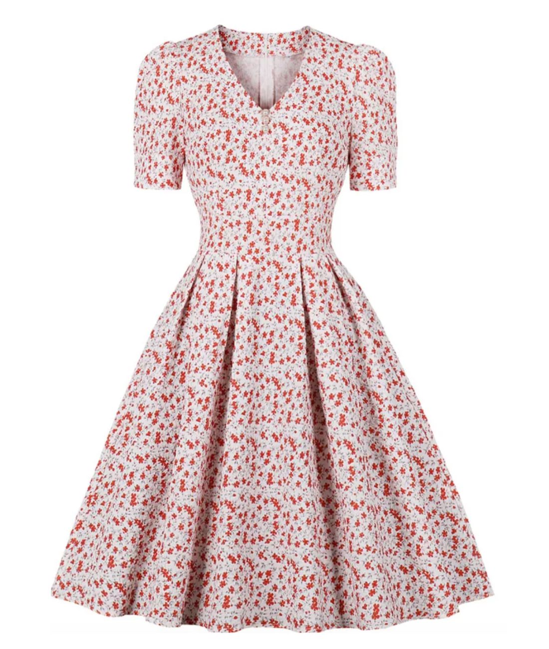 Robe Annees 40 Taille Haute Rose Fleurs Madame Vintage