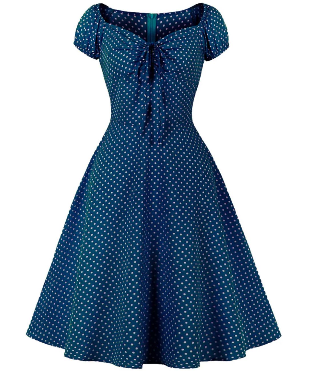 Robe Années 50 Bleu Marine Col Marin Madame Vintage