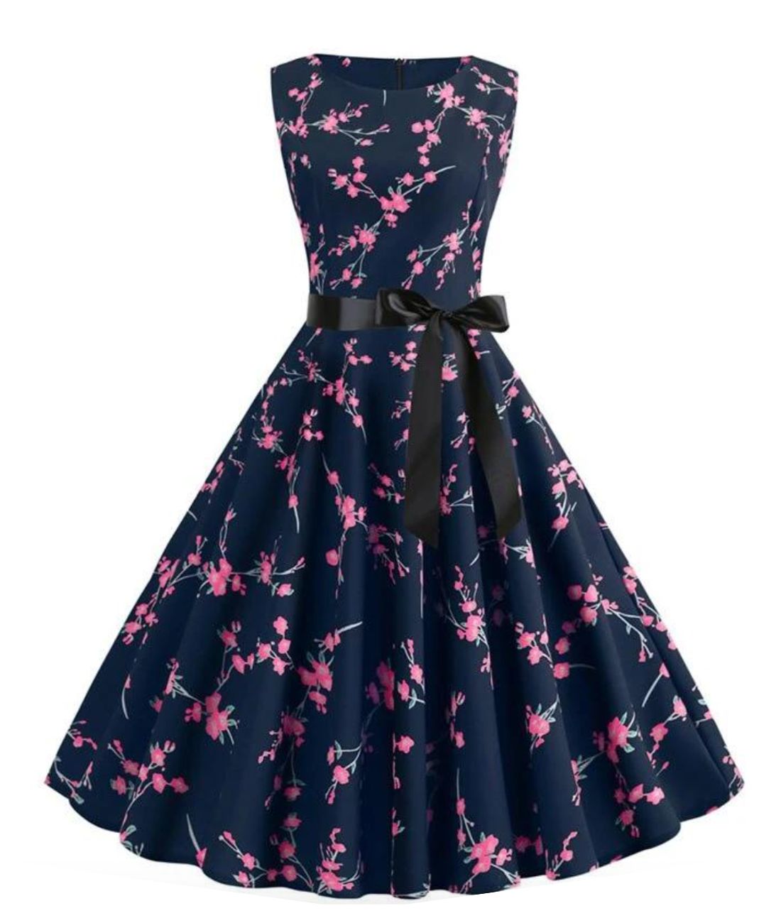 Robe Bleu Marine Rockabilly Madame Vintage