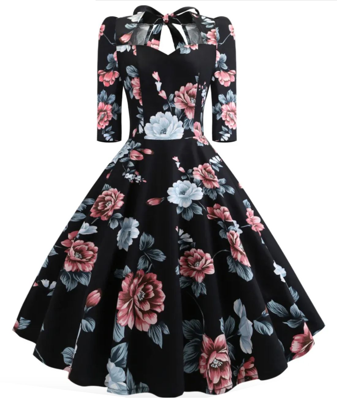 Robe année 50 manche sales longue