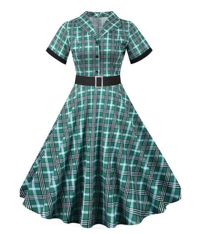 Femme Robe Année 40 Verte - Madame Vintage