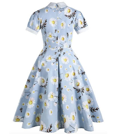 Robe Année 40 Hiver Bleu - Madame Vintage