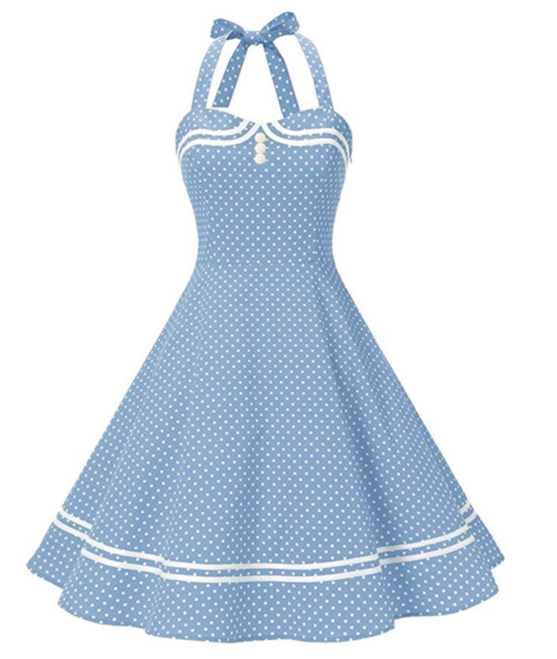 Robe Année 50 Bleu - Madame Vintage