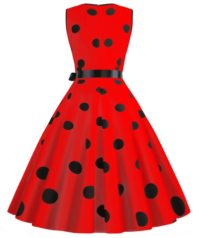 Robe Année 50 Rouge a Pois - Madame Vintage