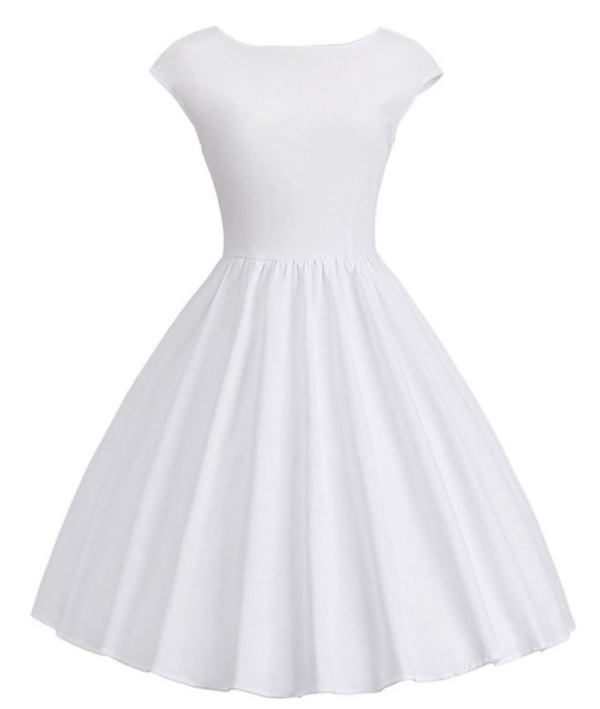 Robe Saharienne Vintage Blanche En 100% Coton, Manches Ballon Courtes - Taille 38/40, Neuve