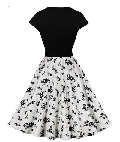 Robe Fourreau Année 50 Noir Et Blanc - Madame Vintage