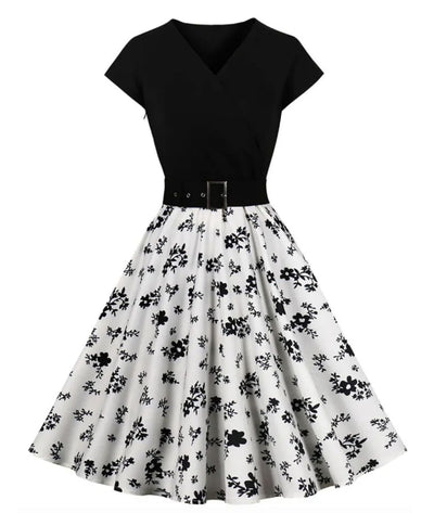 Robe Fourreau Année 50 Noir Et Blanc - Madame Vintage