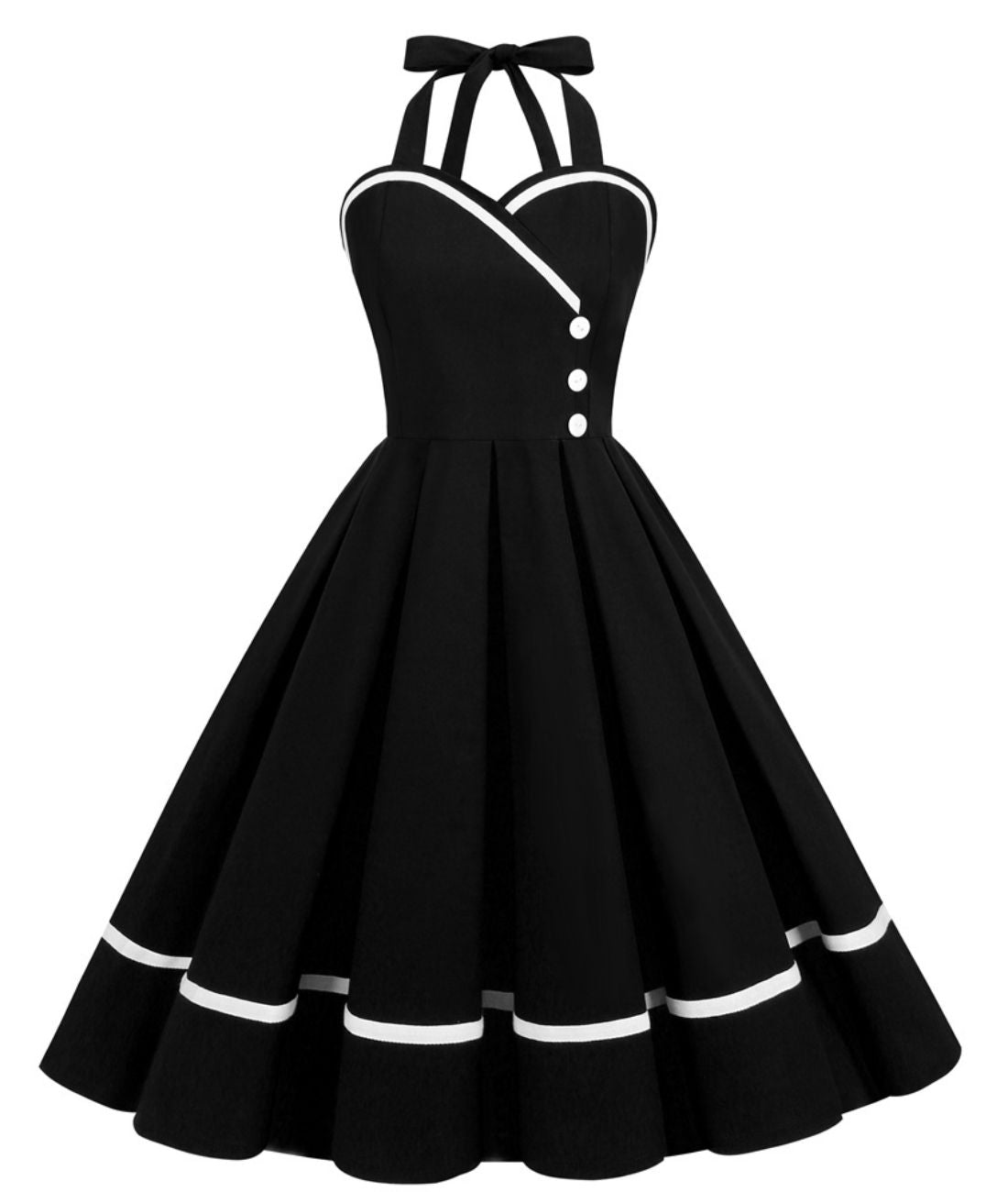 Robe Noire Style Année 50 - Madame Vintage