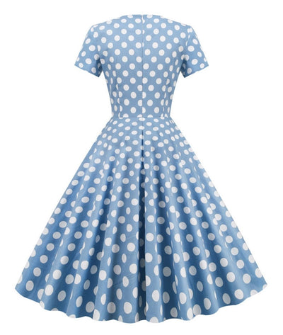 Robe Pin Up Bleu Et Blanc - Madame Vintage