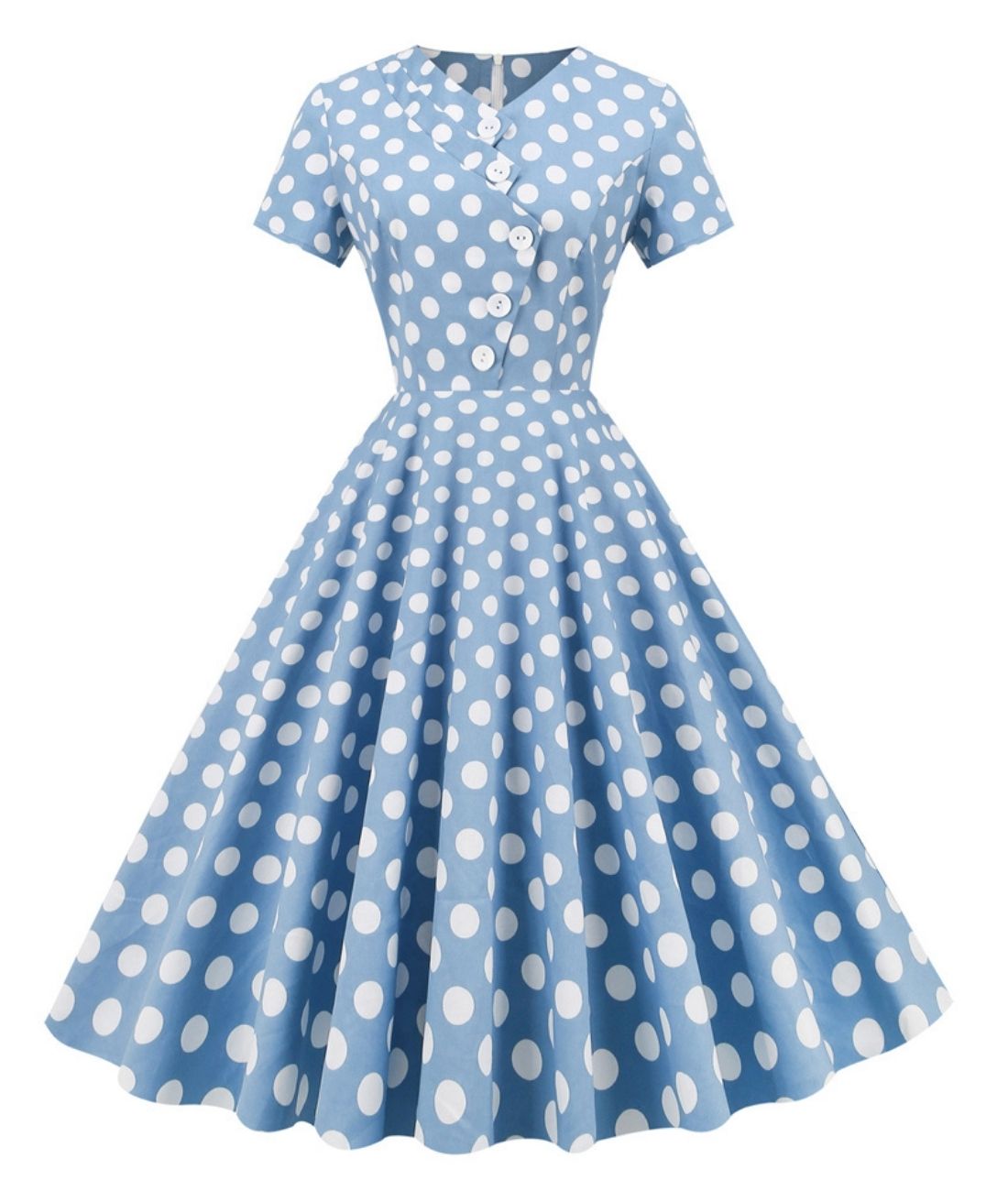 Robe Pin Up Bleu Et Blanc - Madame Vintage