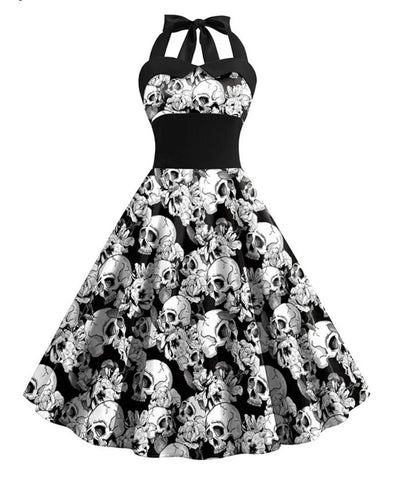 Robe Rockabilly Tête De Mort - Madame Vintage