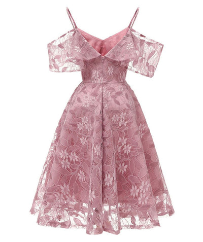 Robe Rose Année 50 Femme - Madame Vintage