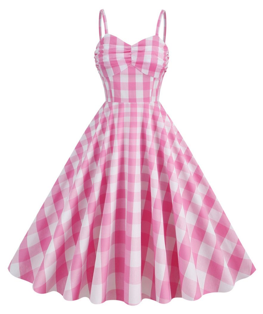 Robe Vichy Rose Année 60 - Madame Vintage