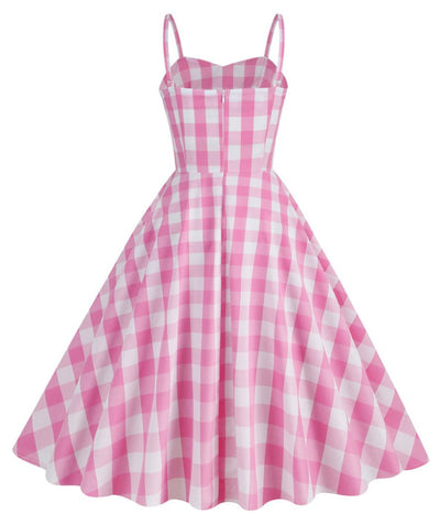 Robe Vichy Rose Année 60 - Madame Vintage