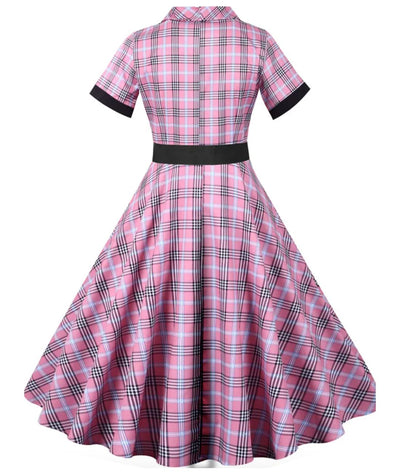 Robe Vintage Années 40 Unie Rose - Madame Vintage
