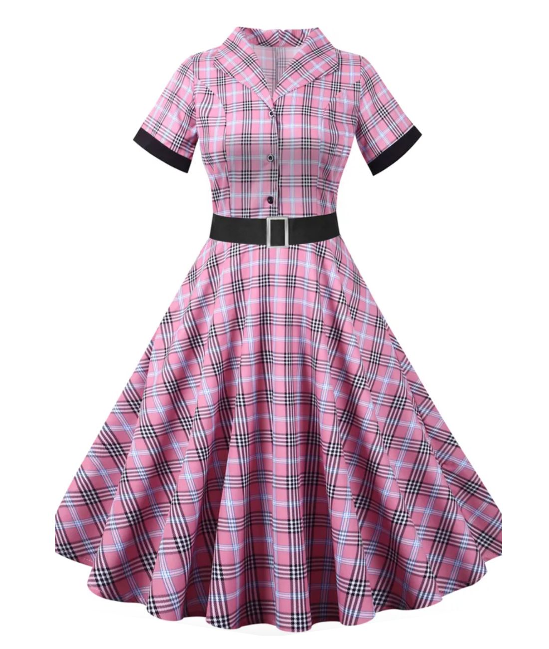 Robe Vintage Années 40 Unie Rose - Madame Vintage
