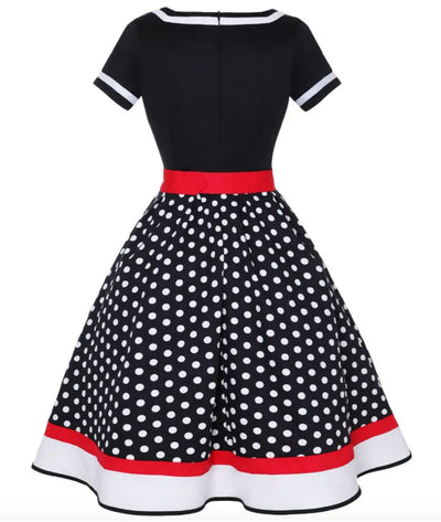Robe Années 50 à Pois - Madame-Vintage