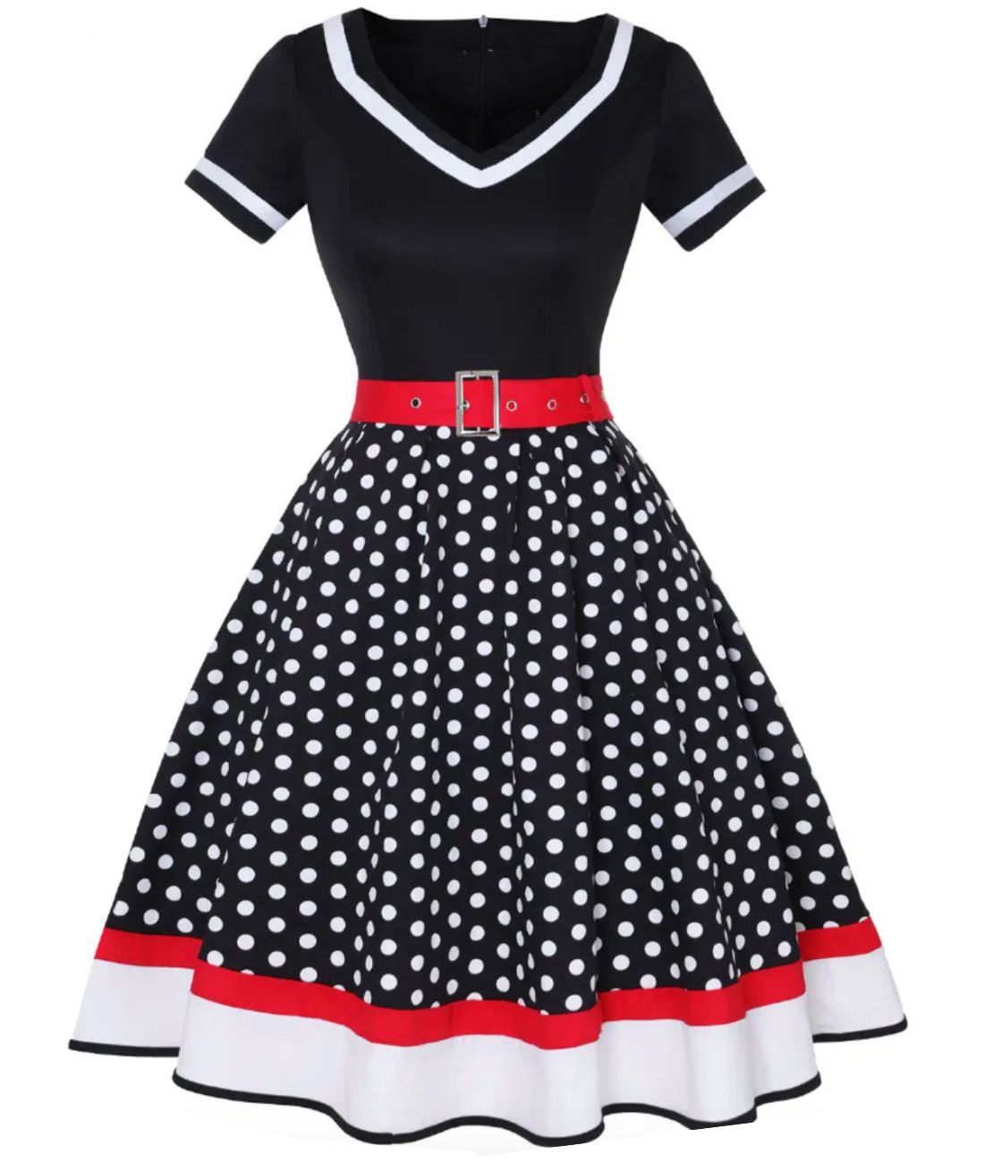Robe Années 50 à Pois - Madame-Vintage