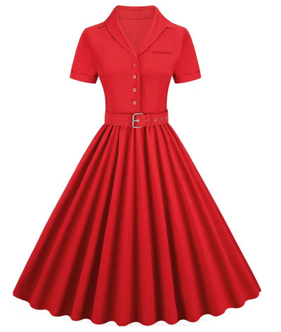 Robe Année 40 Rouge - Madame Vintage