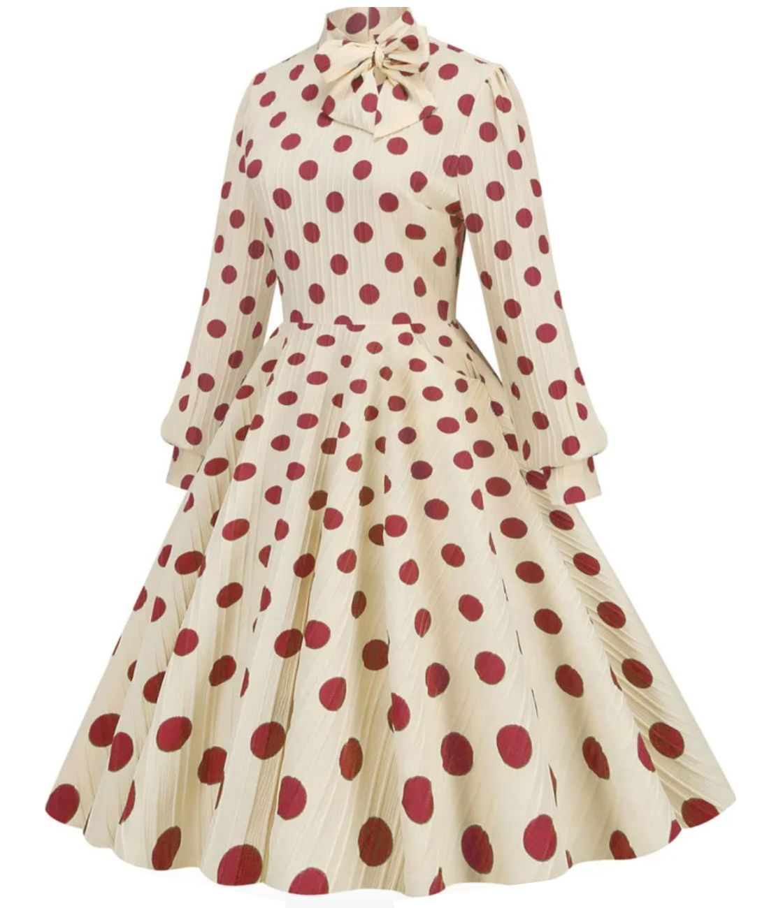 Robe Année 50 à Pois - Madame-Vintage