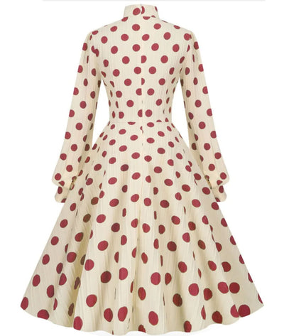 Robe Année 50 à Pois - Madame-Vintage