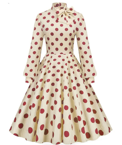 Robe Année 50 à Pois - Madame-Vintage