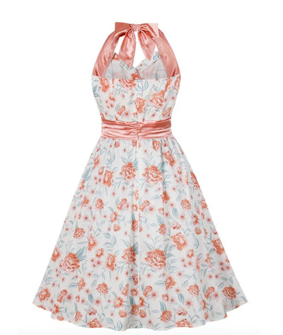 Robe Année 50 Blanche Fleurs Et Pois - Madame Vintage