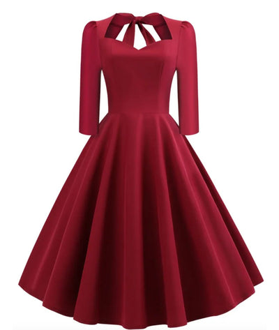 Robe Année 50 Bordeau - Madame Vintage