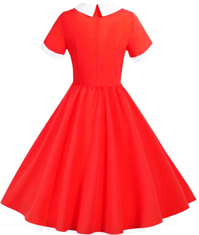 Robe Année 50 Rouge Et Blanche - Madame Vintage