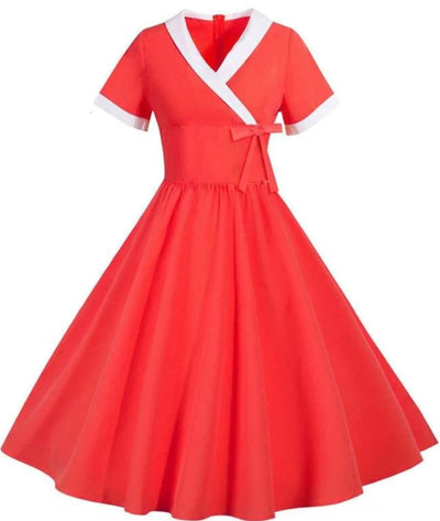 Robe Année 50 Rouge Et Blanche - Madame Vintage