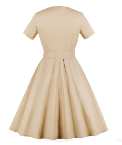 Robe Année 60 Chic Beige - Madame Vintage 
