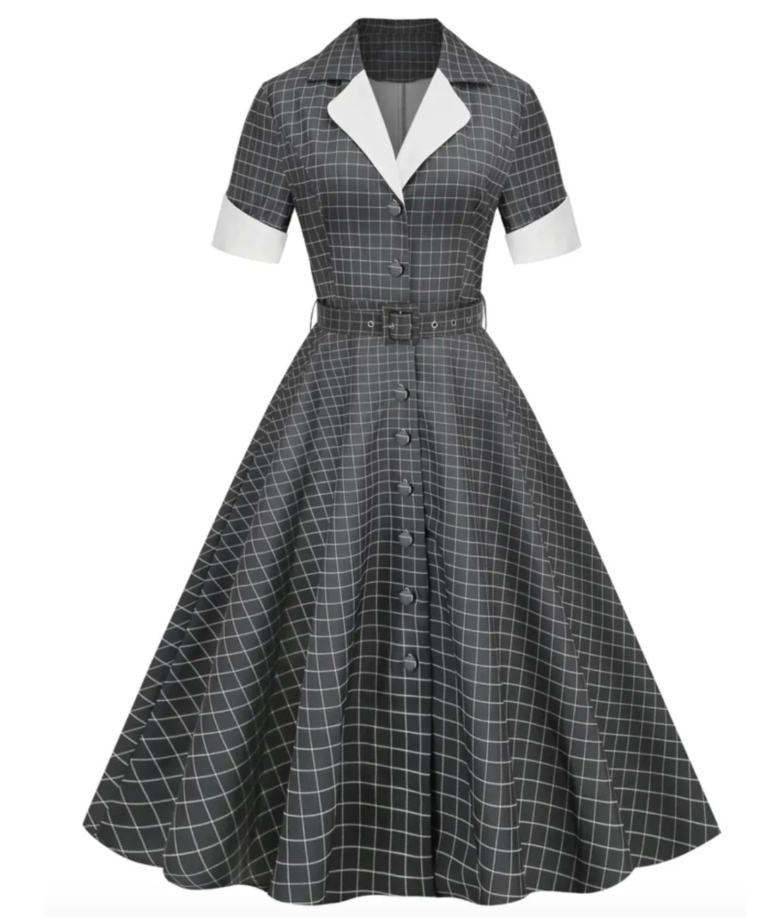 Robe Années 40 Dentelle Vintage Chic Gris - Madame Vintage