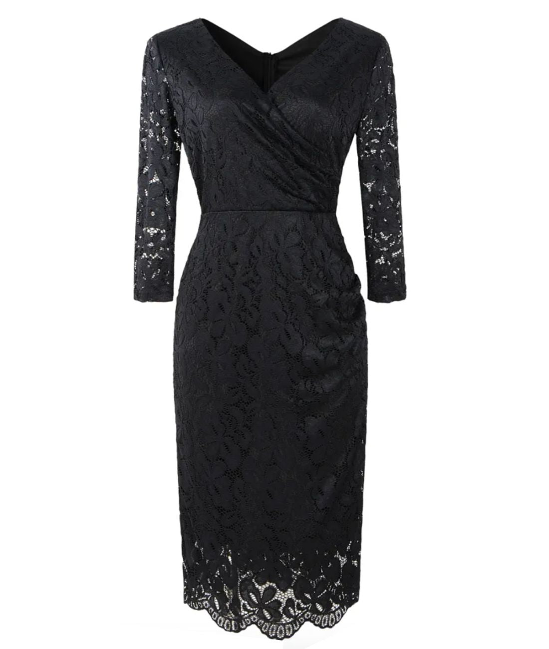 Robe Années 40 Dentelle Vintage Chic Noir - Madame-Vintage