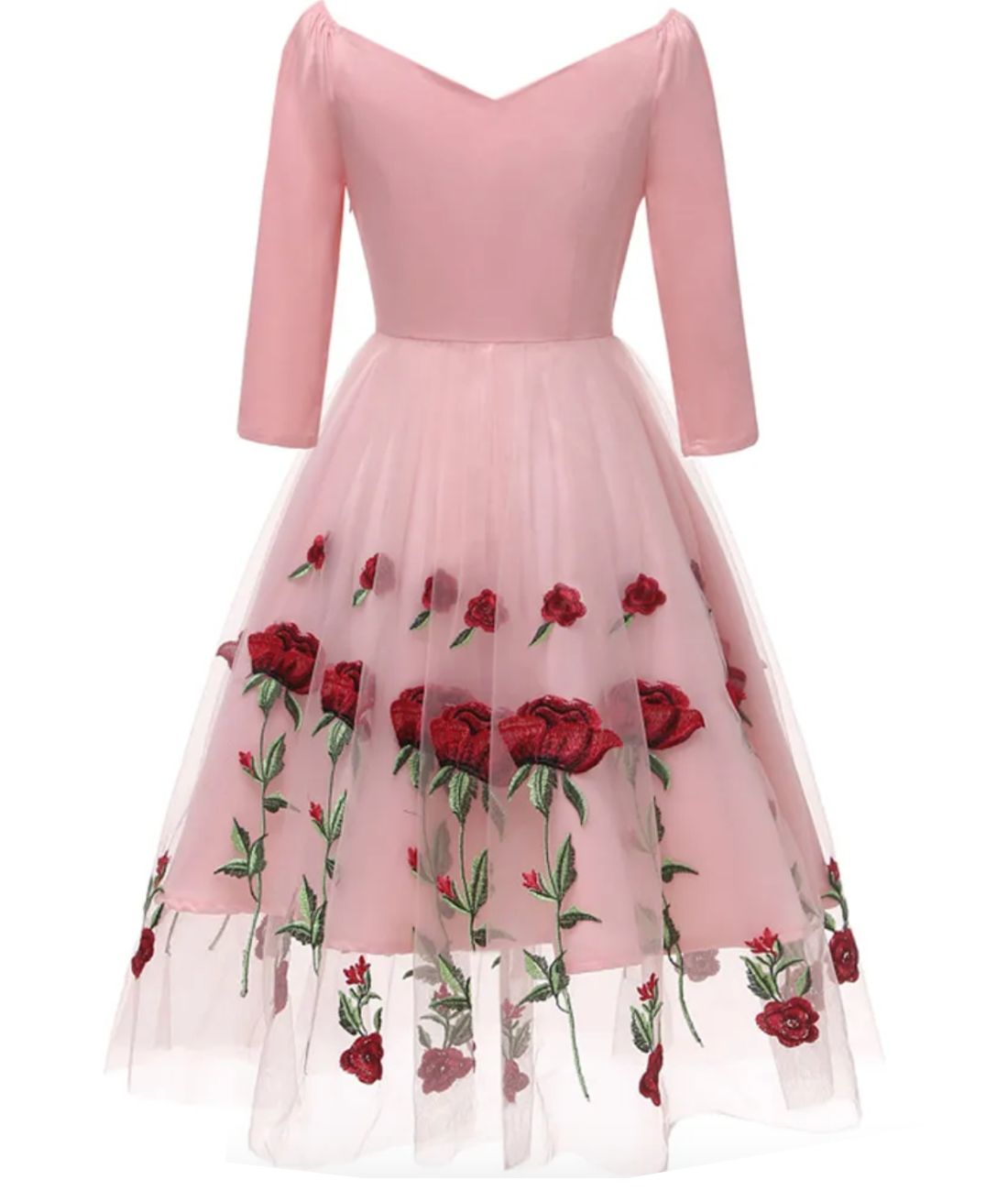 Robe Années 40 Fleurie Rose - Madame-Vintage