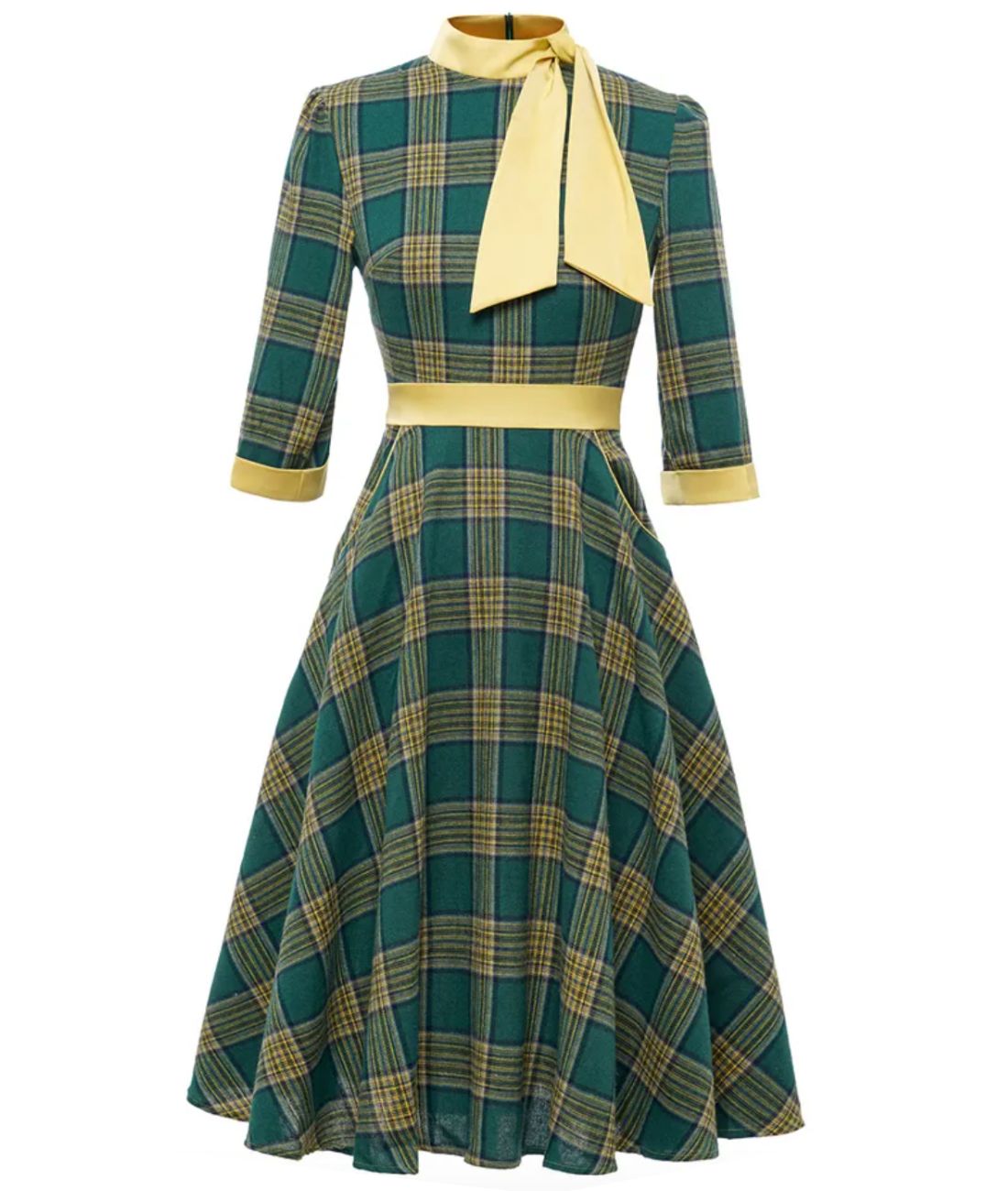 Robe Années 40 Jacquard - Madame-Vintage