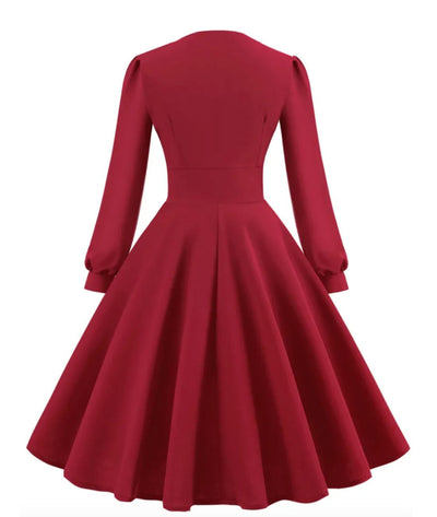 Robe Années 40 Rouge Jupe Plissée - Madame Vintage