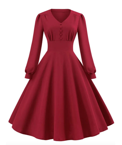 Robe Années 40 Rouge Jupe Plissée - Madame Vintage