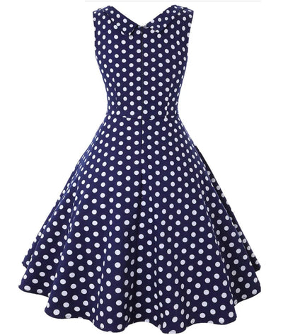 Robe Années 50 Bleu Ciel Et Pois Blancs - Madame-Vintage