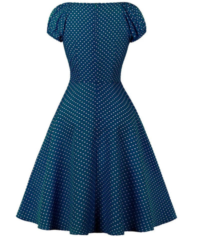 Robe Années 50 Bleu Marine Col Marin - Madame Vintage