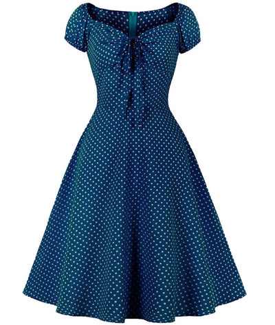 Robe Années 50 Bleu Marine Col Marin - Madame Vintage