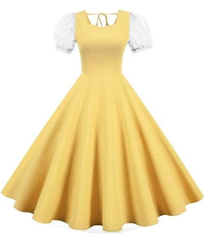 Robe Années 50 Jaune - Madame-Vintage