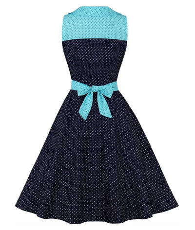 Robe Années 50 Noir Et Bleu - Madame Vintage 