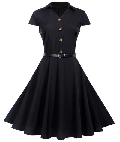 Robe Années 50 Noir - Madame-Vintage