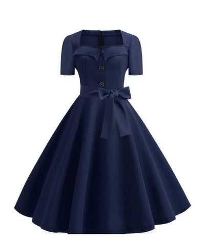 Robe Années 50 Vintage Bleu - Madame Vintage