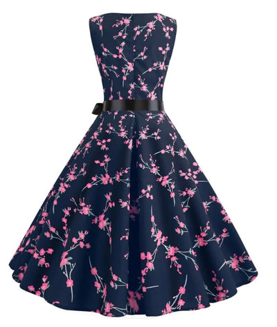 Robe Bleu Marine Rockabilly - Madame Vintage