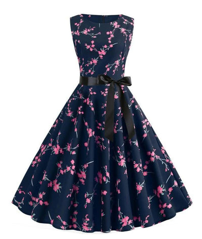 Robe Bleu Marine Rockabilly - Madame Vintage