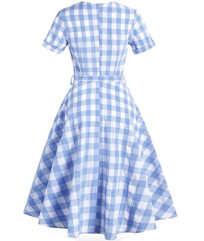 Robe Bleue Claire Années 50 - Madame Vintage