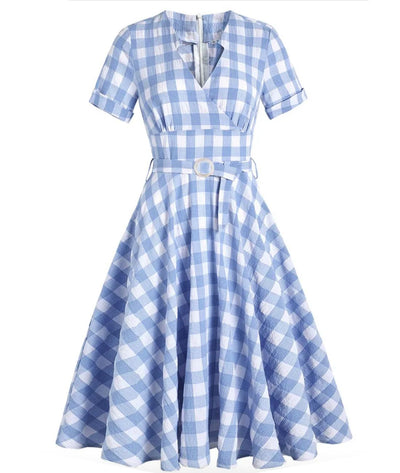 Robe Bleue Claire Années 50 - Madame Vintage